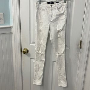 Hollister Size 3R White High Rise Distressed Super Skinny Classic Stretch jean